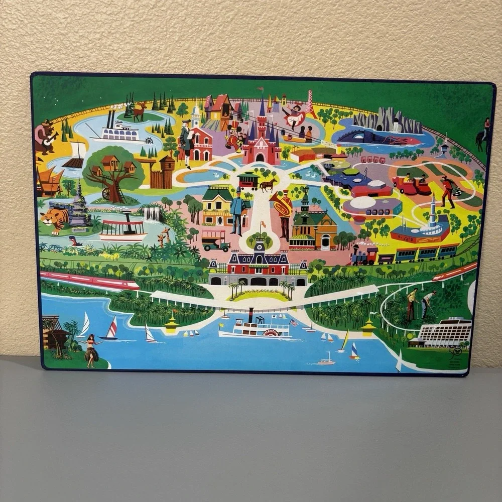 Disney World 50th Magic Kingdom Placemat Board Reversible Map Characters Mickey